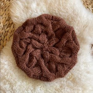 Brown Chunky Knit Beret